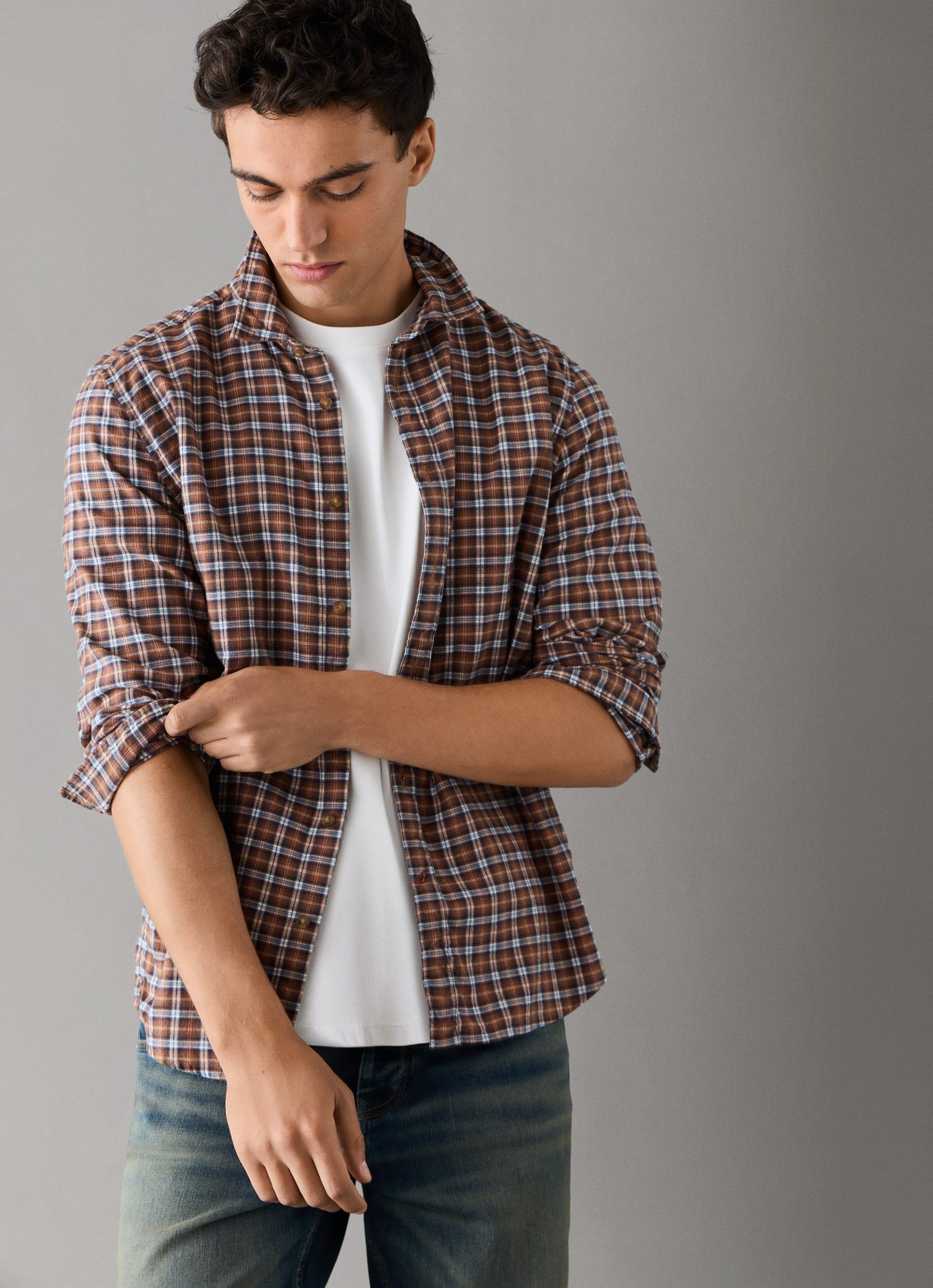 Camisa cuadros fit regular · Dk Rust Orange