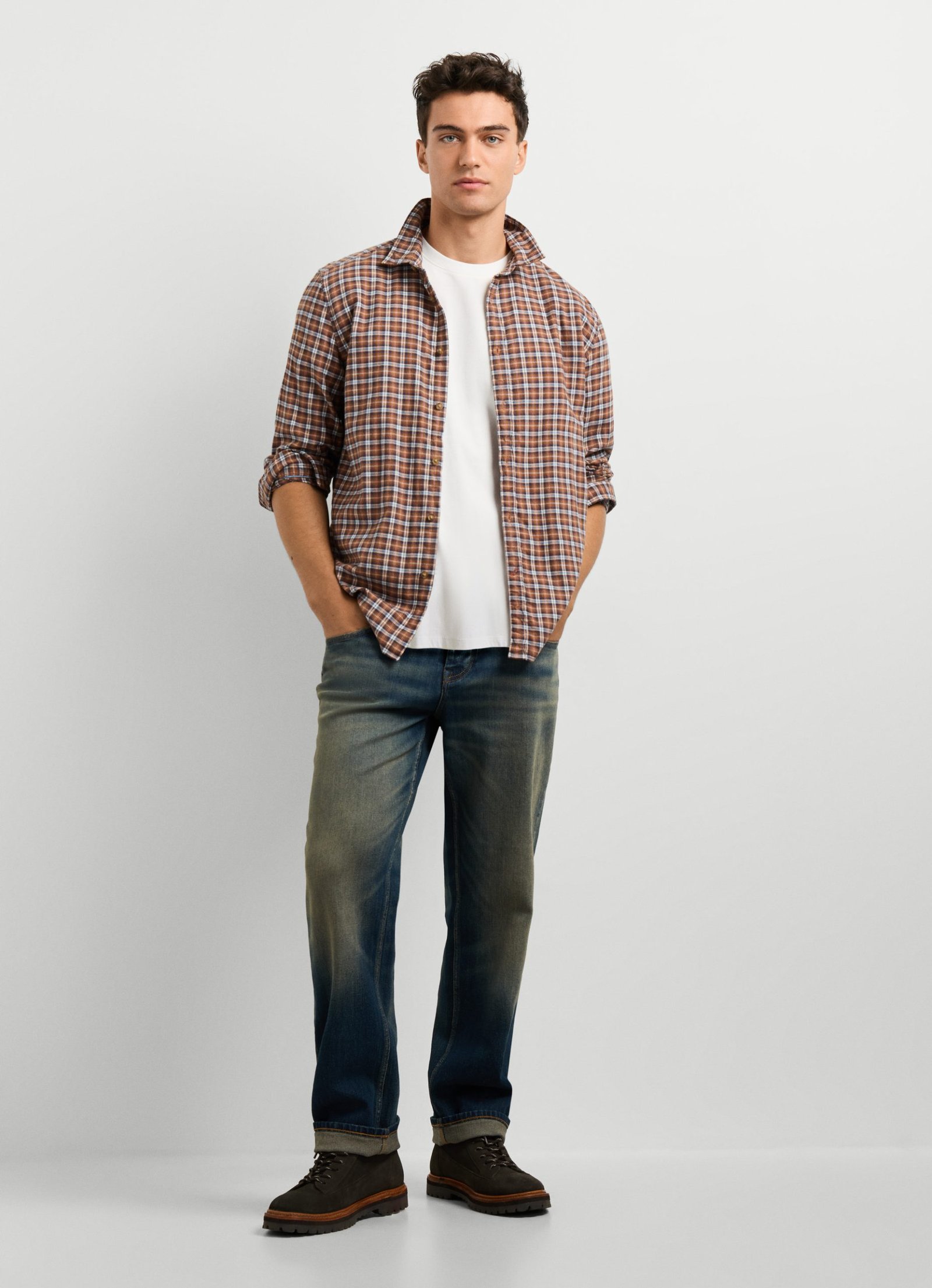 Camisa cuadros fit regular · Dk Rust Orange