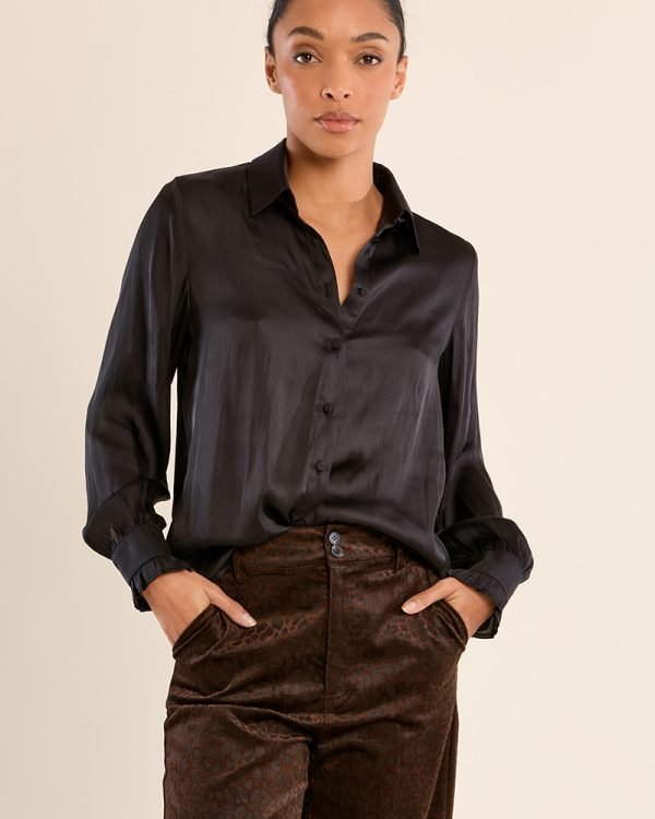 Camisa de manga larga satinada