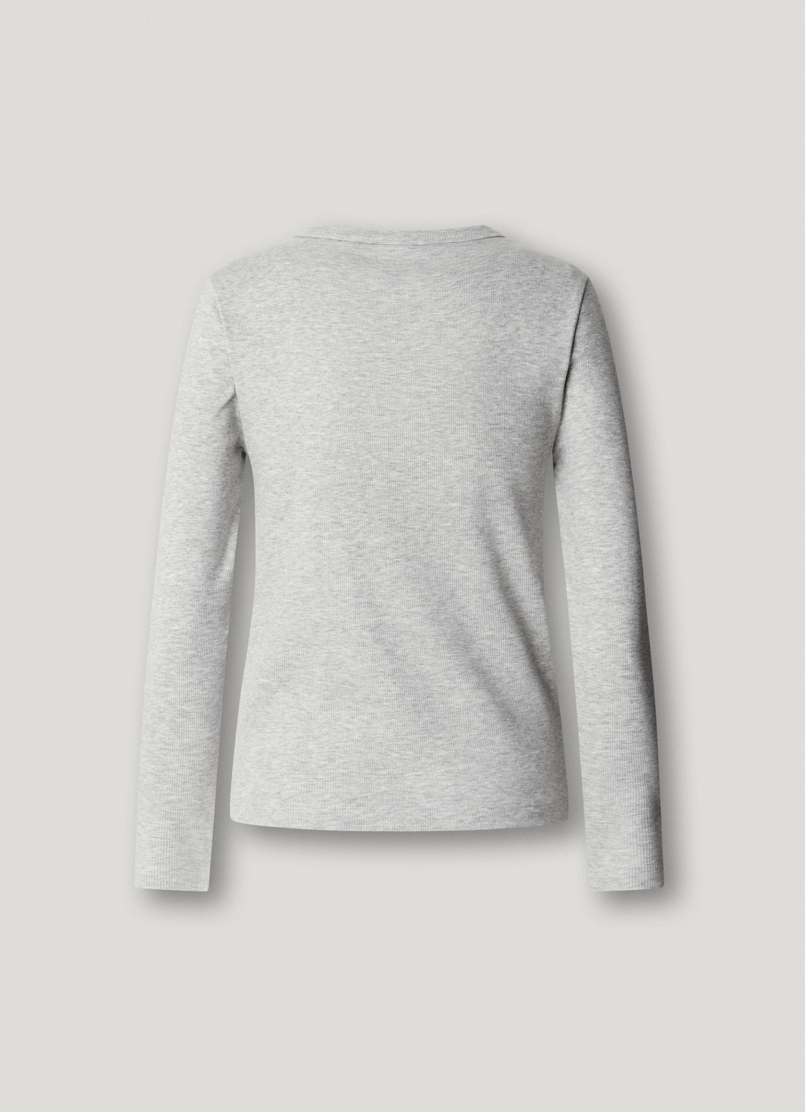 Camiseta canalé manga larga logo bordado · Marl Grey