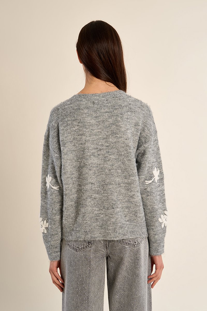 Cárdigan de manga larga con estampado · Ash Grey