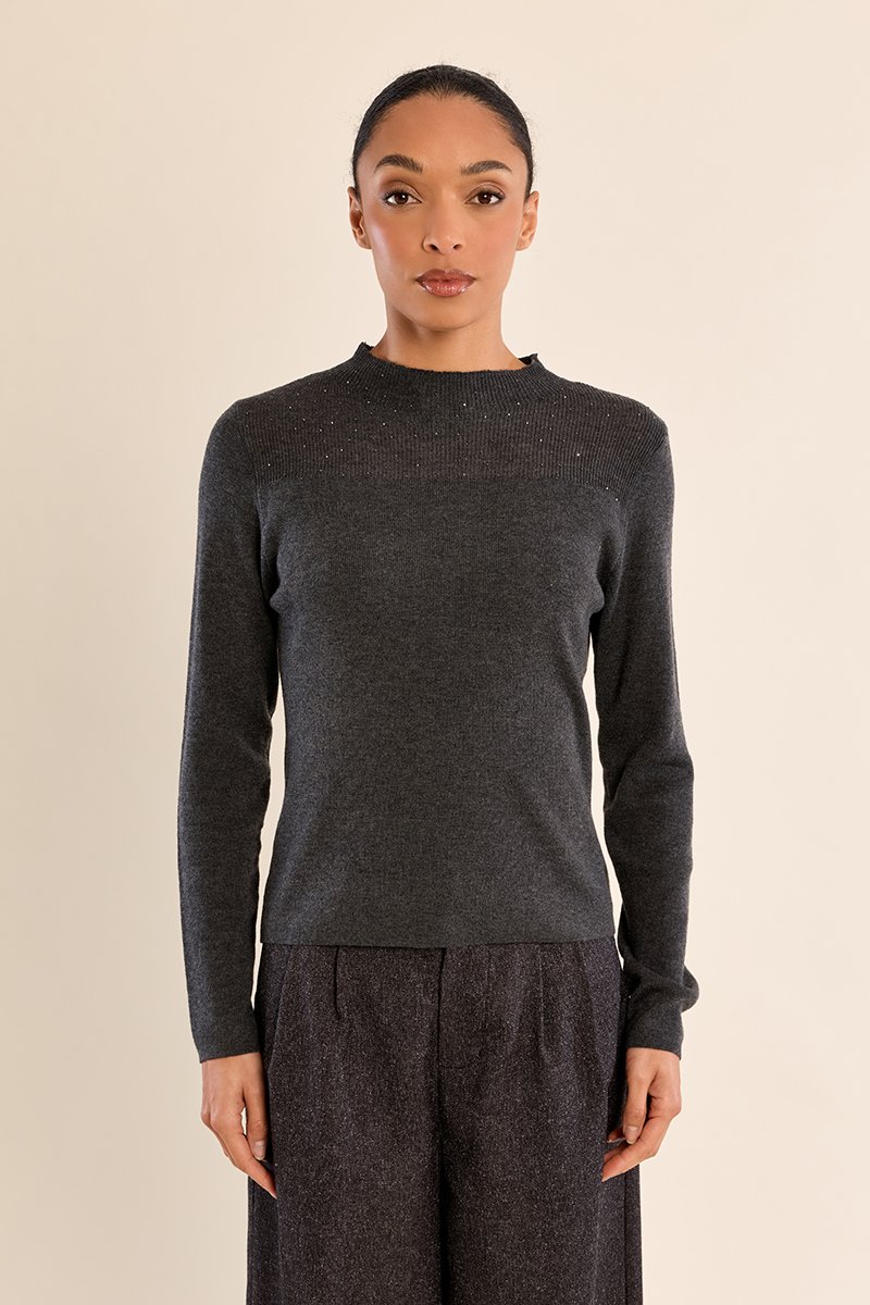 Jersey de manga larga detalle abalorios · Dark Grey