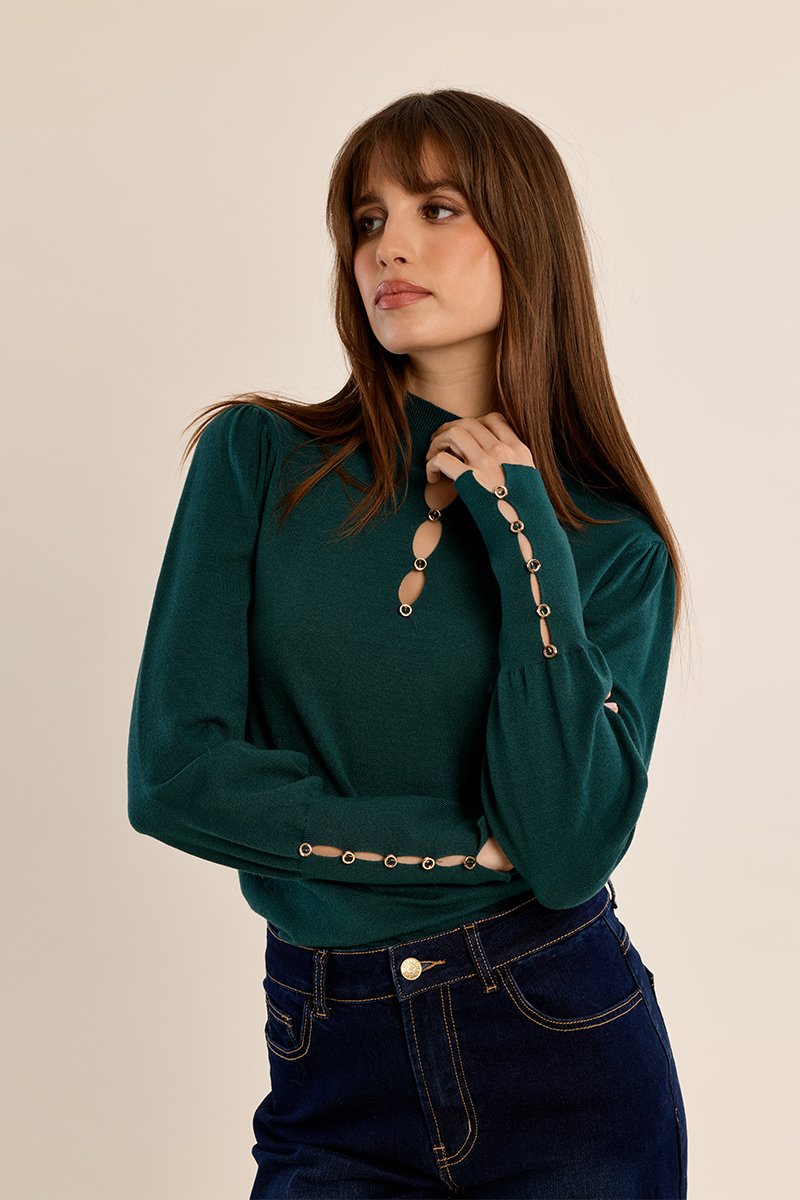 Jersey de manga larga detalle aberturas · Forest Green