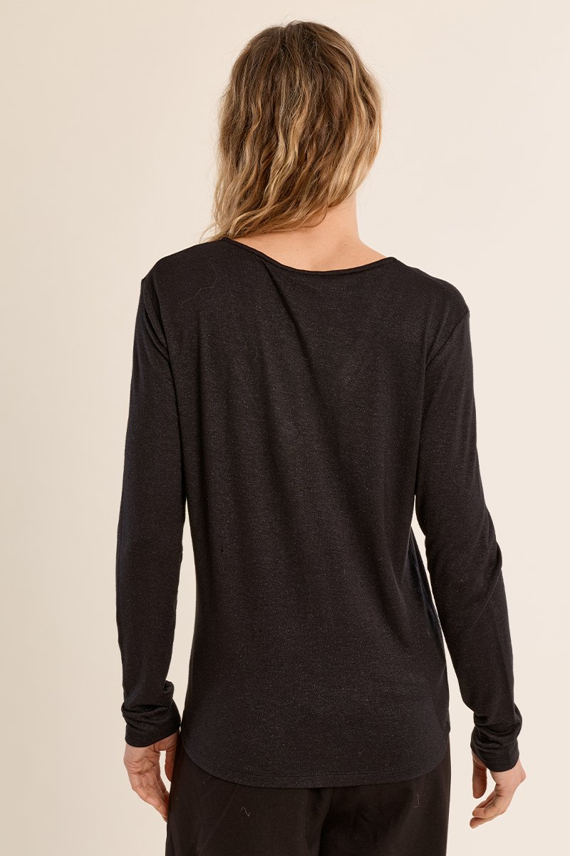 Jersey de manga larga detalle ribete · Negro