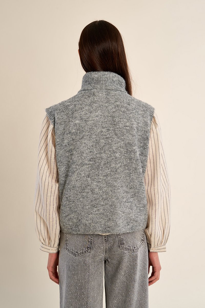 Jersey de manga sisa detalle bordado · Ash Grey