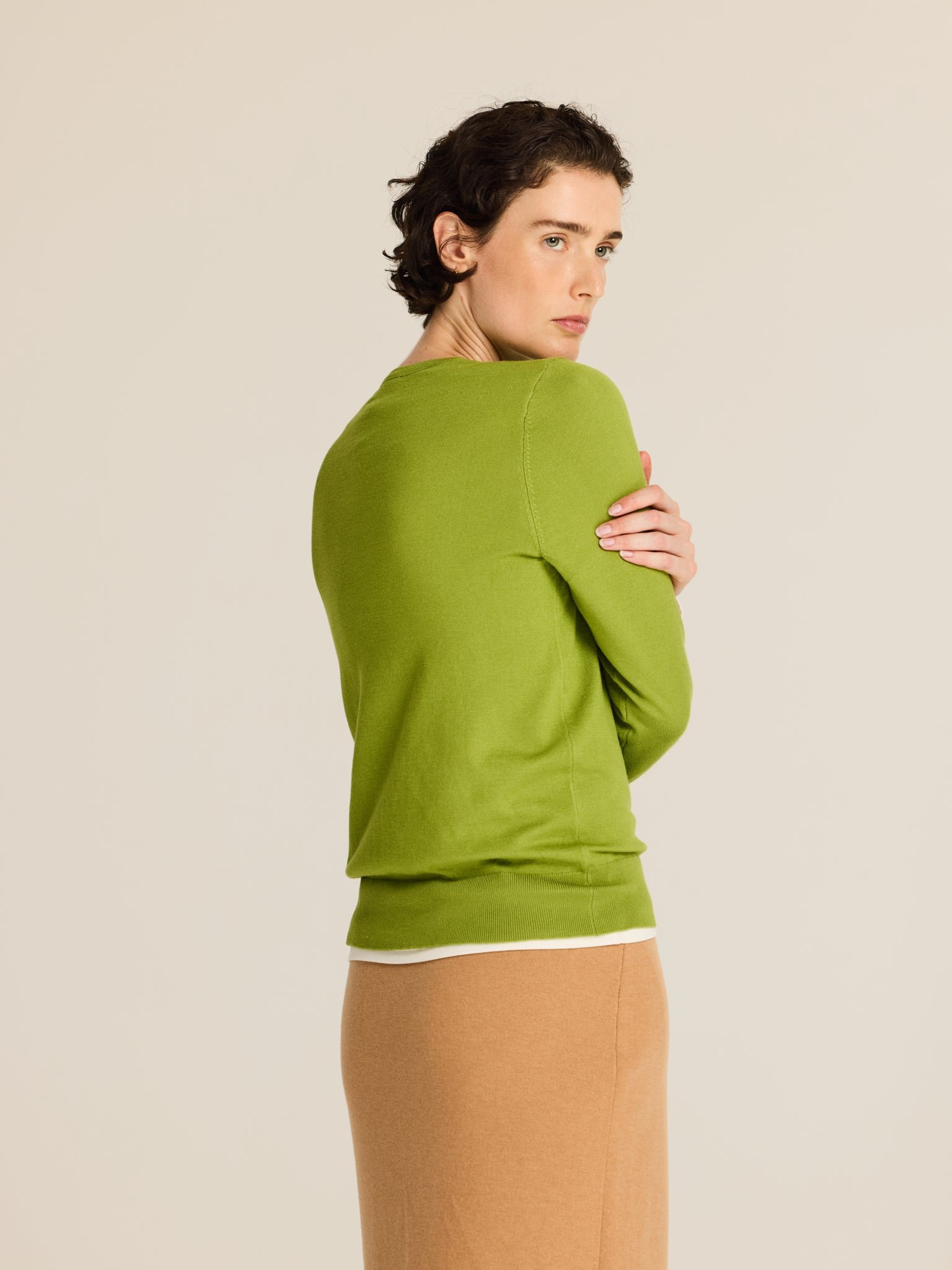 Jersey de viscosa con cuello redondo · Verde